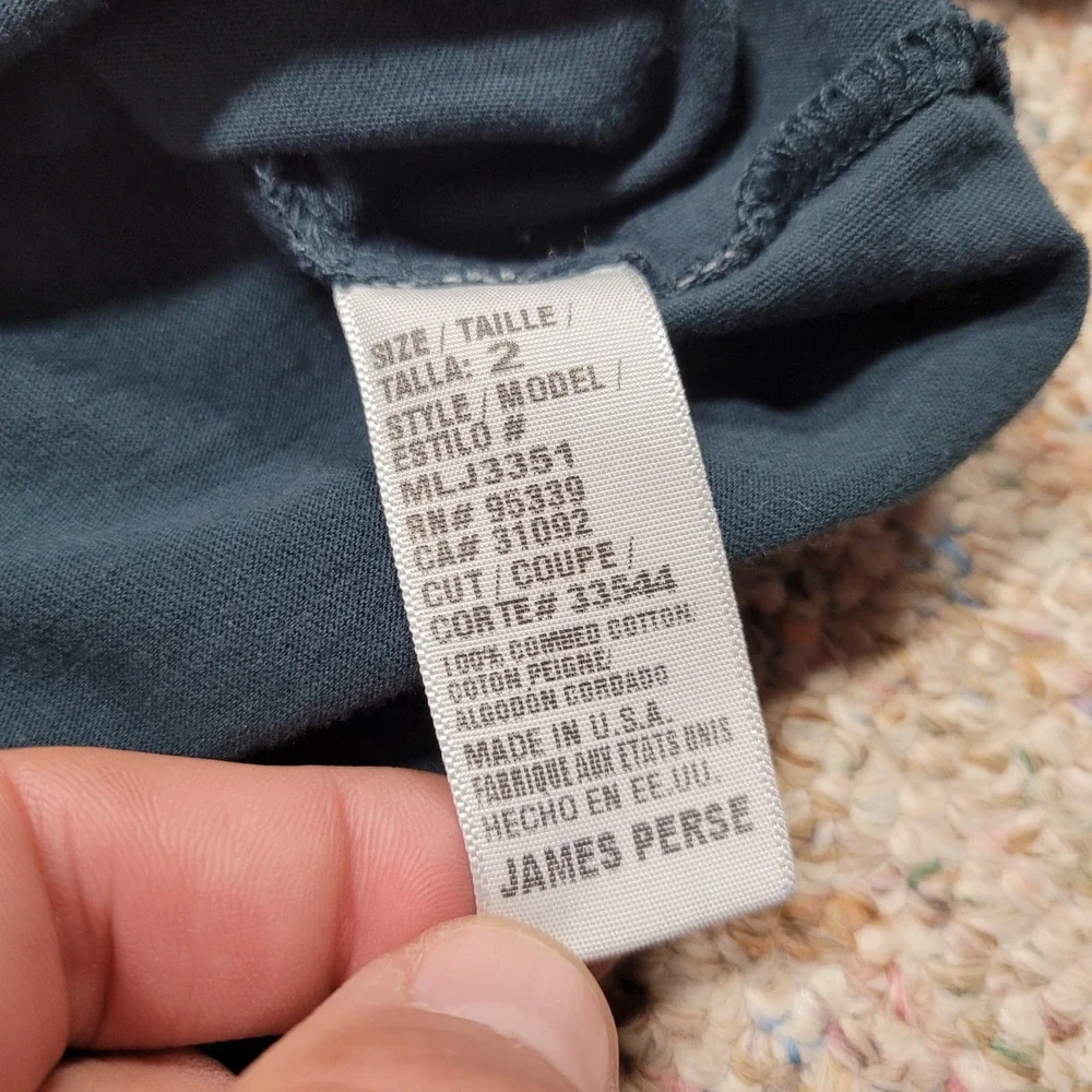 James Perse Shirt Mens Size 2 Green Blue Long Sleeve Standard Crew Neck USA - Picture 11 of 13